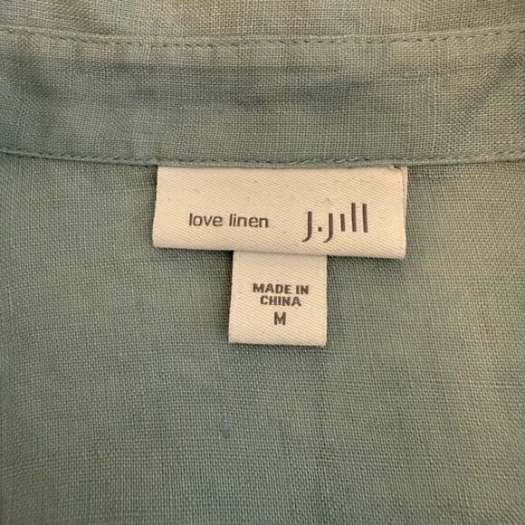 J. Jill Blue Linen Long Slv Button Up Blouse Sz M Beach, Coastal, Clean Girl - Picture 4 of 11